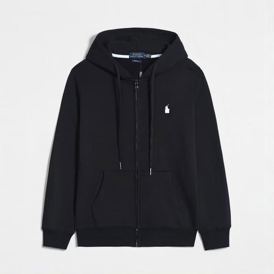 Thin RL hooded cardigan solid color sweatshirt embroidered loose plus size Polo jacket sweatpants