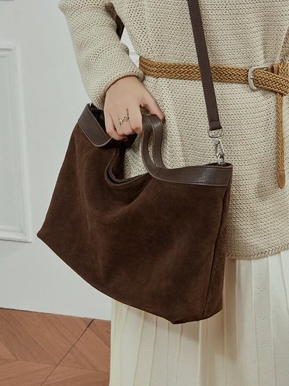 Retro matte leather large capacity commuter tote bag