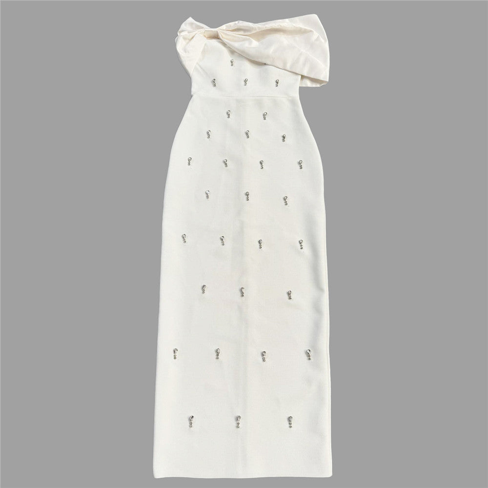 Women Elegant Off Shoulder Rhinestone Bandage Party Dress