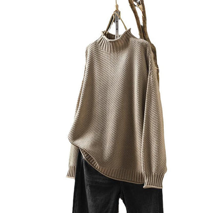 Womens Vintage Half Turtleneck Oversized Sweater
