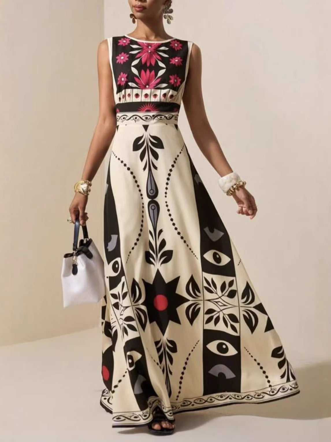 Printed Bohemian Sleeveless Long Dress