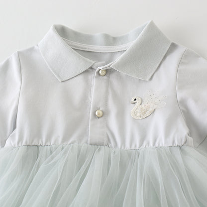 Infant Dress Floral Mesh Romper for Baby Girls First