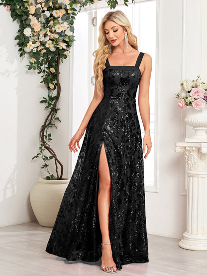 Elegant Strapless Sequin Evening Gown
