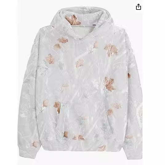 Oversized wollen hoodie met lange mouwen en print