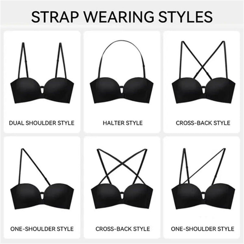 Strapless front-closure bra