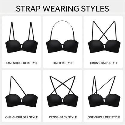 Strapless front-closure bra