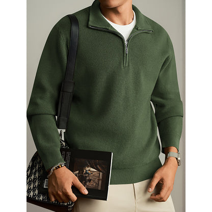 Half-Zip Wool Blend Cardigan Sweater