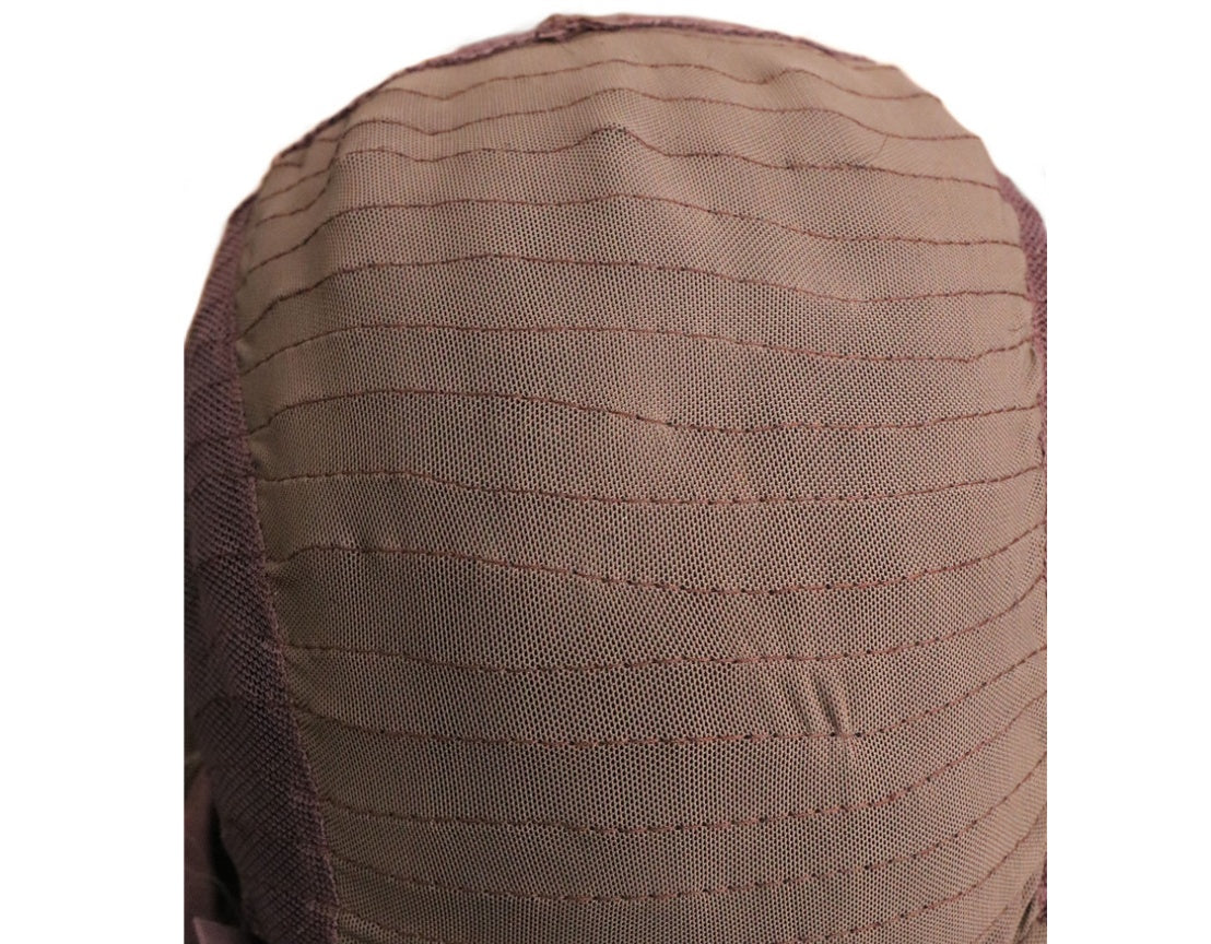 Grijze synthetische handgehaakte kanten pruik