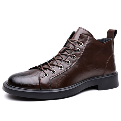 Mens Retro Martin Boots Soft Sole Lace-Up