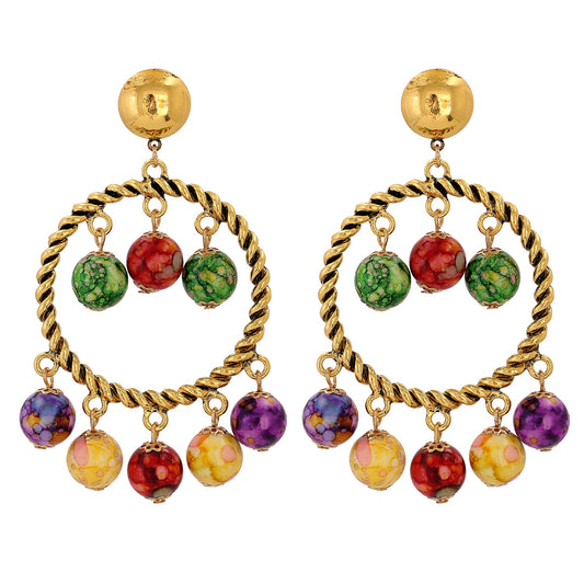 New Designer Beaded Ball Drop Dangle Earrings Jewelry Exquisite Ethnic Handmade Big Circle Earrings Women