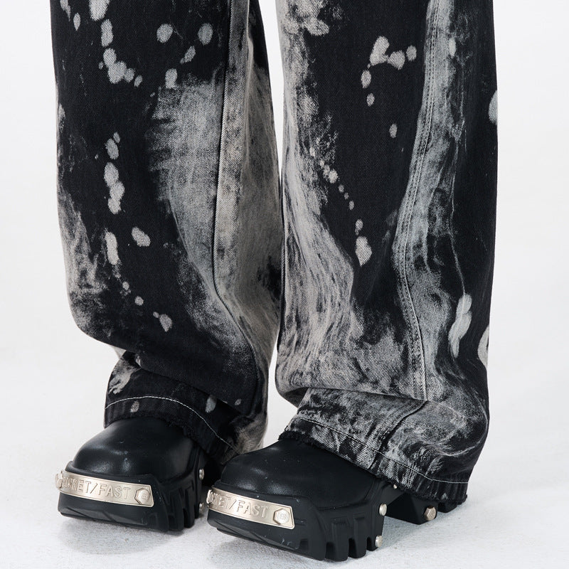 Hip-hop Style Dye Gradient Straight Leg Trendy Denim Pants