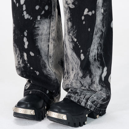 Hip-hop Style Dye Gradient Straight Leg Trendy Denim Pants