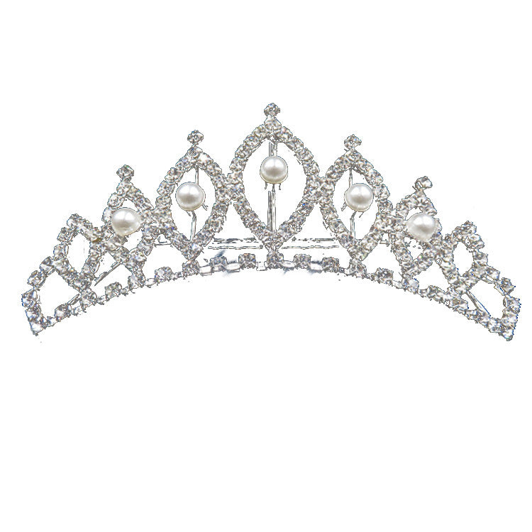 Bruidshaarkam decoratieve tiara-kroon met strass en parels