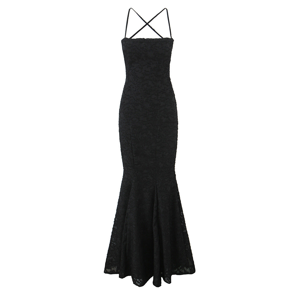 Summer European and American style fashionable waist cinching strap fish tail slimming dress for women