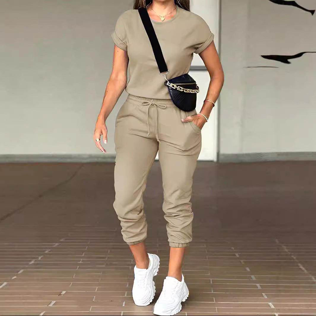 2-Delige Set Shirt Plus Broek Met Zakken En Trekkoord