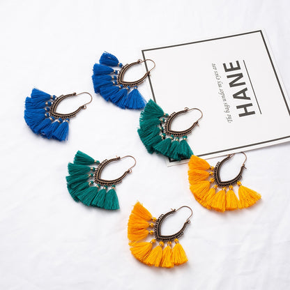 Fringe Vintage Boho Bohemian Ethnic Tassel Drop Dangle Hanging Earrings for Women Female Trendy Jewelry Accessories