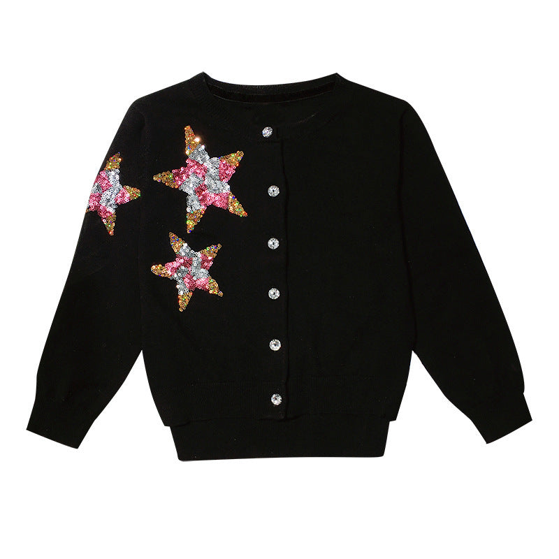 Kinder vest met pailletten sterren