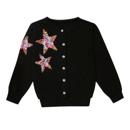 Kinder vest met pailletten sterren