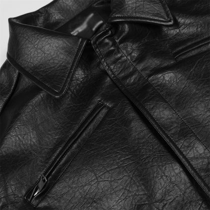 Motorjas van PU-leer met ritssluiting en zakken voor heren