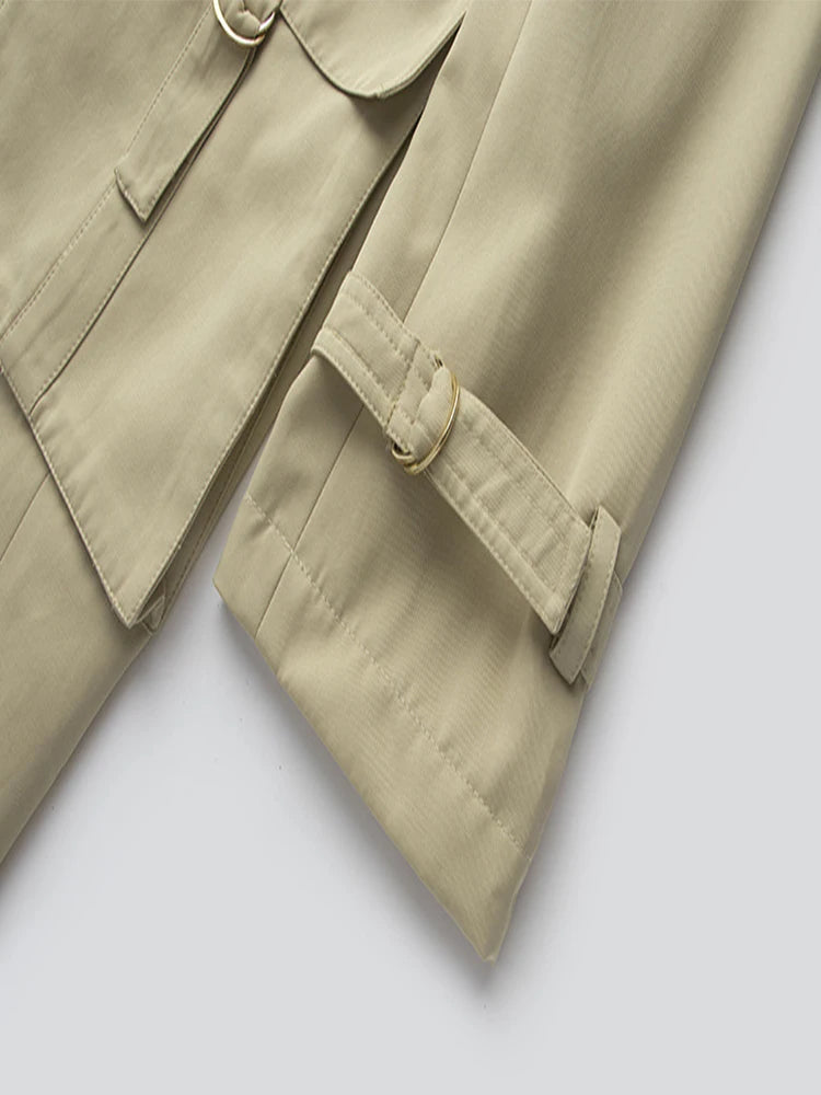 HIGH STREET Designer Elegante Dubbelbreasted Trenchcoat Met Zakken En Ceintuur