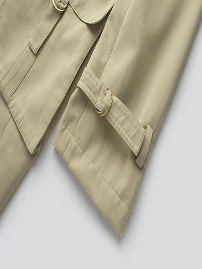 HIGH STREET Designer Elegante Dubbelbreasted Trenchcoat Met Zakken En Ceintuur