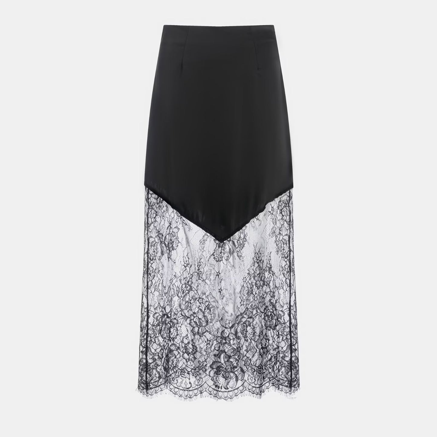 Commuting style lace patchwork high waisted skirt