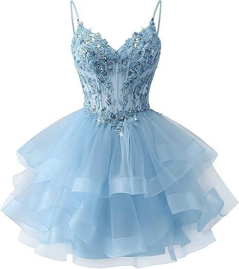 Spaghetti Strap Beaded Sequined Puffy Evening Dress