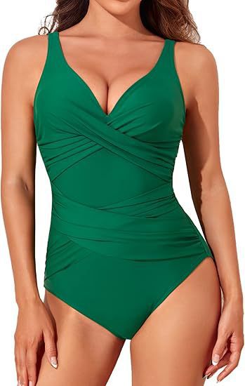 One-piece swimming suit with a high-waisted tight fit for women