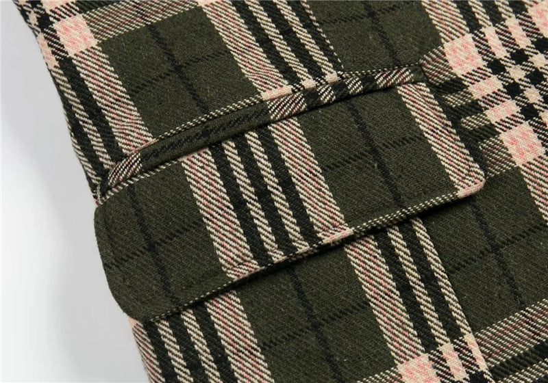 Geruite dames colbert met twee knopen en klepzakken