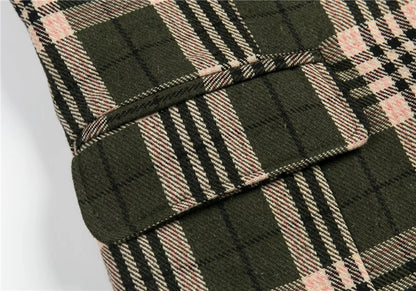 Geruite dames colbert met twee knopen en klepzakken