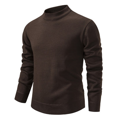 Men's Thickened Fleece-Lined Crew Neck Knit Sweater Autumn Winter