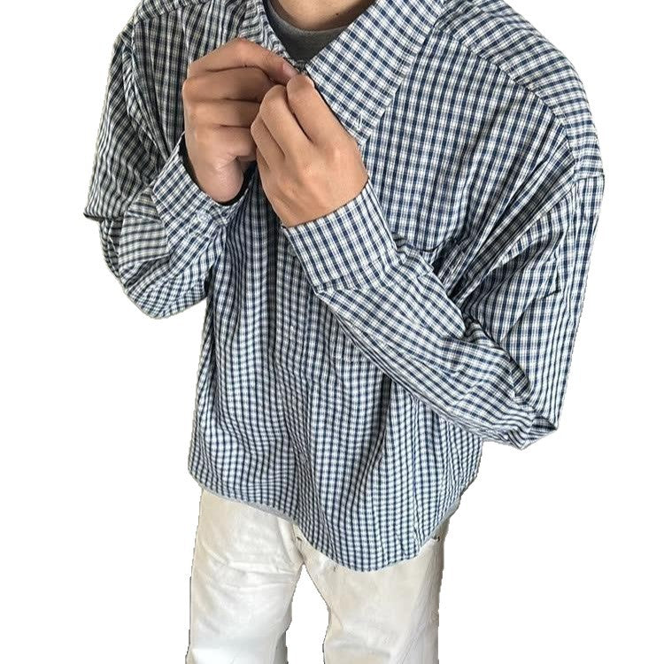 Cleanfit Men's Long Sleeve Plaid Shirt American Retro Cardigan Jacket