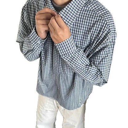 Cleanfit Men's Long Sleeve Plaid Shirt American Retro Cardigan Jacket