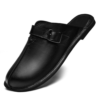 Breathable Soft-Soled Cowhide Slip-On Men's Beach Shoes