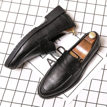 Mens Pointed Toe Leather Slip On Shoes