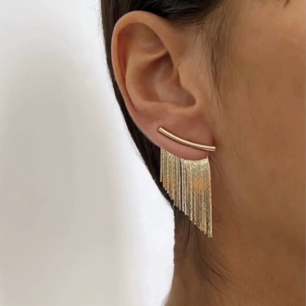 Metal snake bone chain fringed earrings