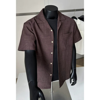 Faux Linen Short-Sleeve Shirt