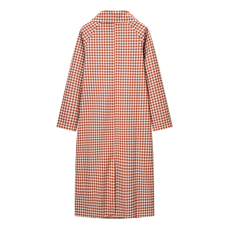 Klassieke retro trenchcoat met ruitpatroon voor dames