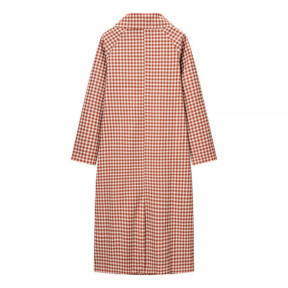 Klassieke retro trenchcoat met ruitpatroon voor dames