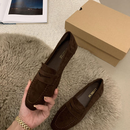 Womens Suede Slip-On Loafers