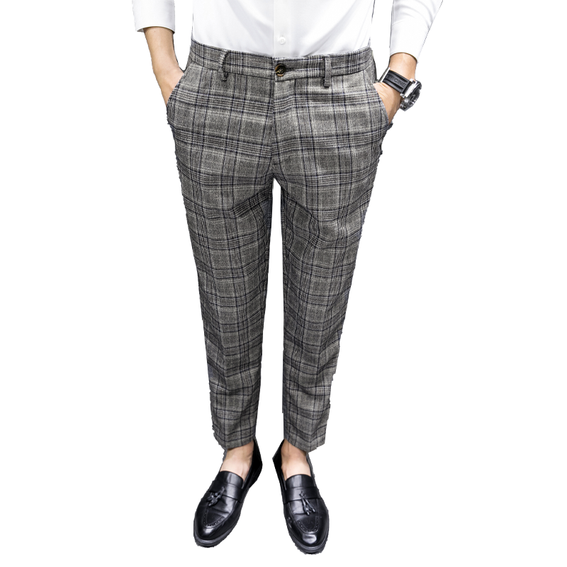 Britse stijl geruite cropped pantalon voor heren