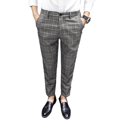 Britse stijl geruite cropped pantalon voor heren