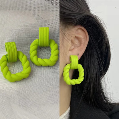 Boho Women's Acrylic Hoop Earrings New Fashion Geometric Twist Dangle Earrings  Trend Female Jewelry Gifts