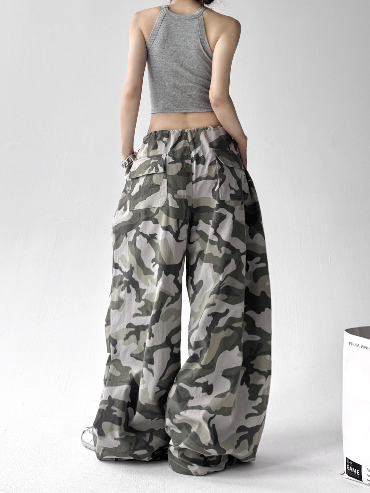 Camouflage casual broek met wijde pijpen