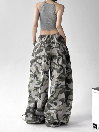 Camouflage casual broek met wijde pijpen
