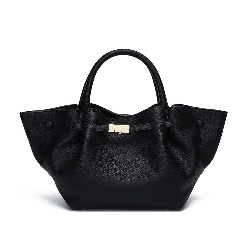 Women's Textured Pleated Tote Bag Large Capacity Single Shoulder Handbag