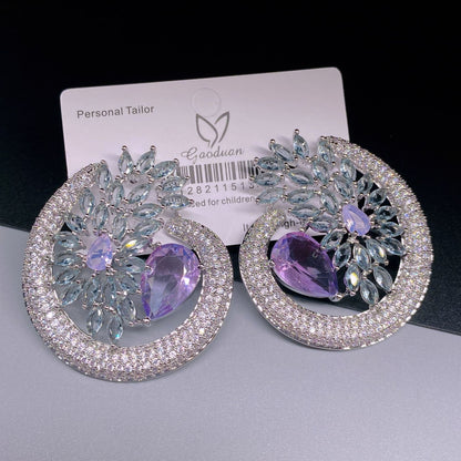 Stevige luxe oorbellen bezet met micro-zirconia van topkwaliteit