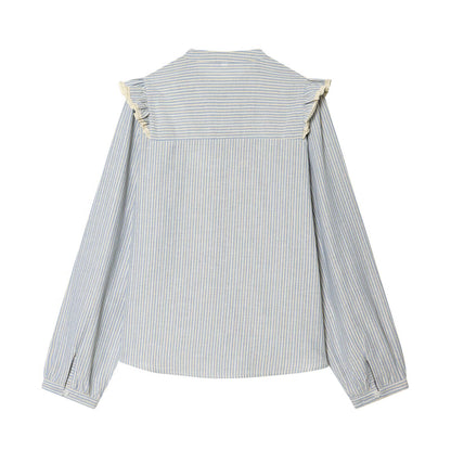 Metallic line decoration layered decorative striped shirt