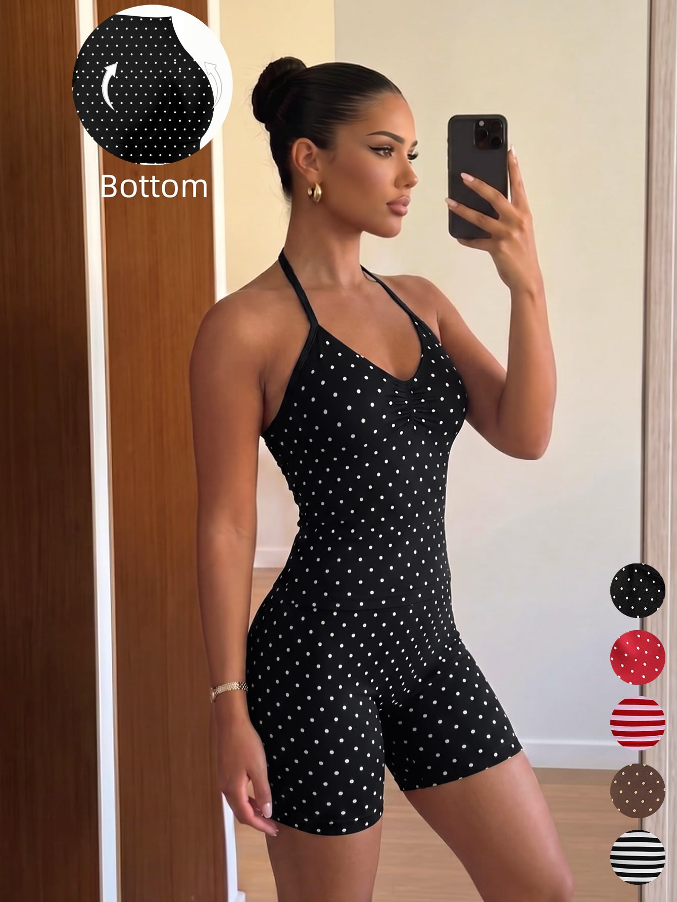 Yoga Fitness Set Halter Neck Top High Waisted Shorts