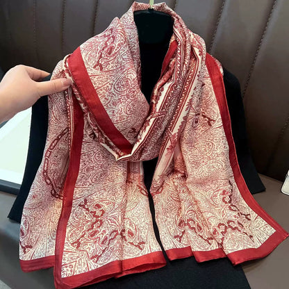 Women's Lijin Satin Scarf Floral Print Shawl
